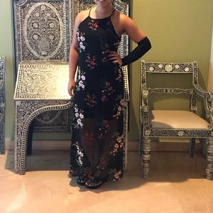 Floor length dress with floral design